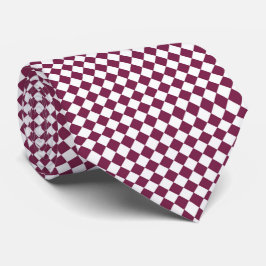 Corbata Burgundy White Checker Diamond Pattern