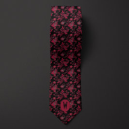 Corbata Burgundy y Floral Negro