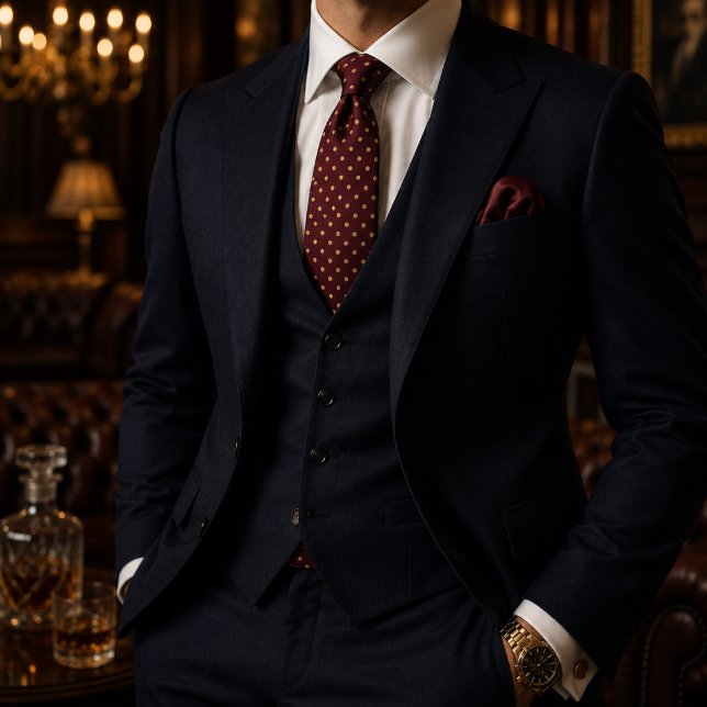 Corbata Burgundy y Micro Puntos Dorados (Subido por el creador)