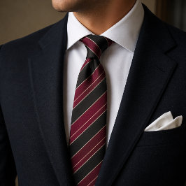 Corbata Burgundy y rayas diagonales negras con finas rayas
