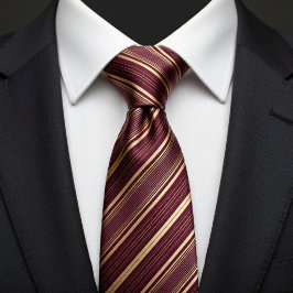 Corbata Burgundy y rayas doradas