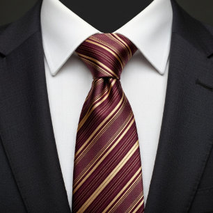 Corbata Burgundy y rayas doradas