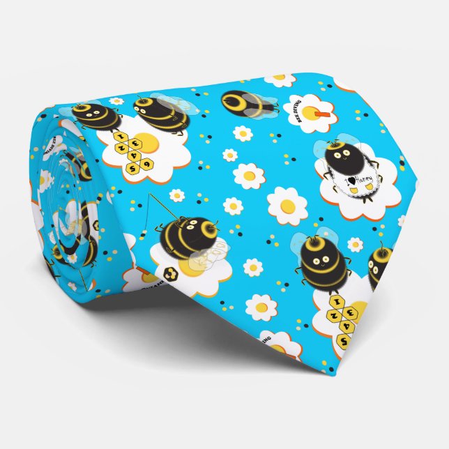 Corbata Busy Bee Bumblebee Floral Whimsical (Enrollado)