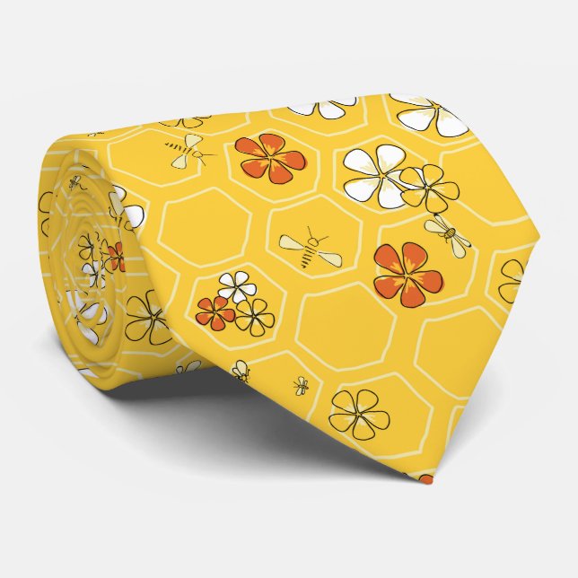 Corbata Busy Bee Honeycomb Secret Storybook (Enrollado)