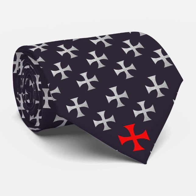 Corbata Caballeros negros Templarios Masonic color rojo pl (Enrollado)