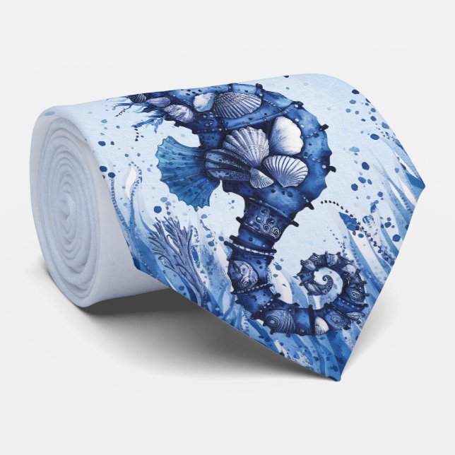 Corbata Caballito de mar de conchas marinas (Enrollado)