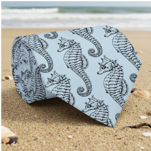 Corbata caballito de mar gráfico en azul claro