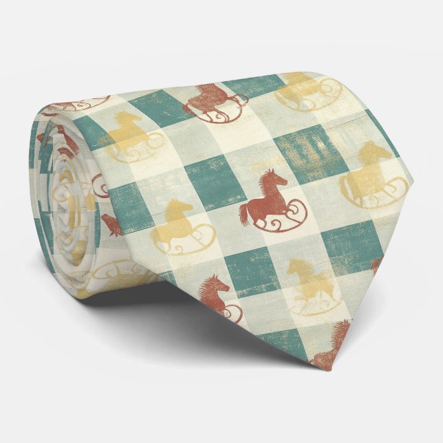Corbata Caballo de Balanza de Cuadro Rústico Patrón de Beb (Enrollado)