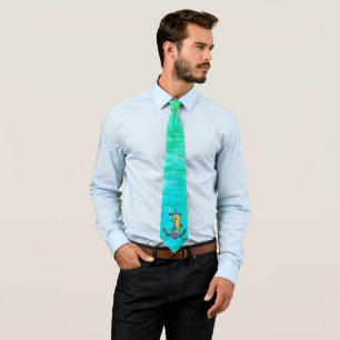Corbata Caballo de mar y ancla