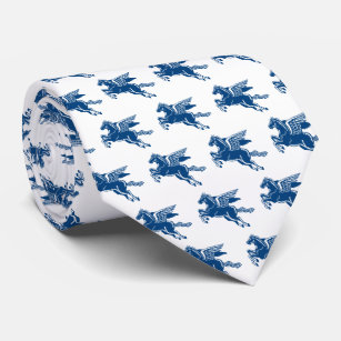 Corbata Caballo volador - Azul y blanco índigo sobre blanc