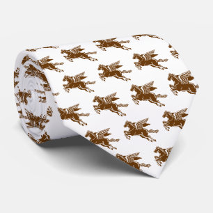 Corbata Caballo volador - Marrón nogal y blanco sobre blan