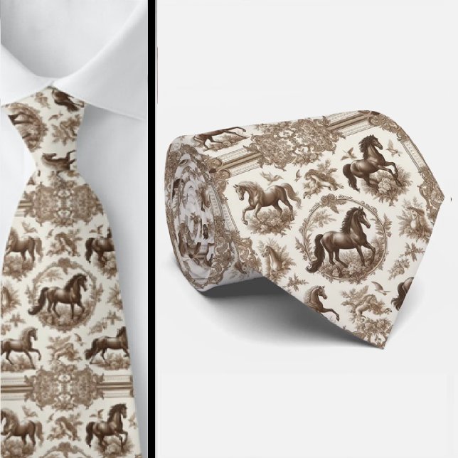 Corbata Caballos del campo francés Patrón Toile De Jouy (Subido por el creador)