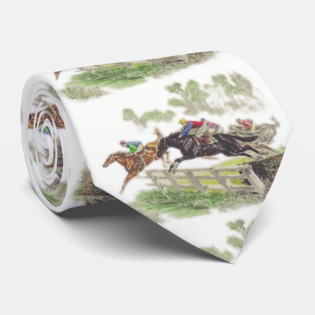 Corbata Caballos Estropajar Salto Impresión Necktie (Enrollado)