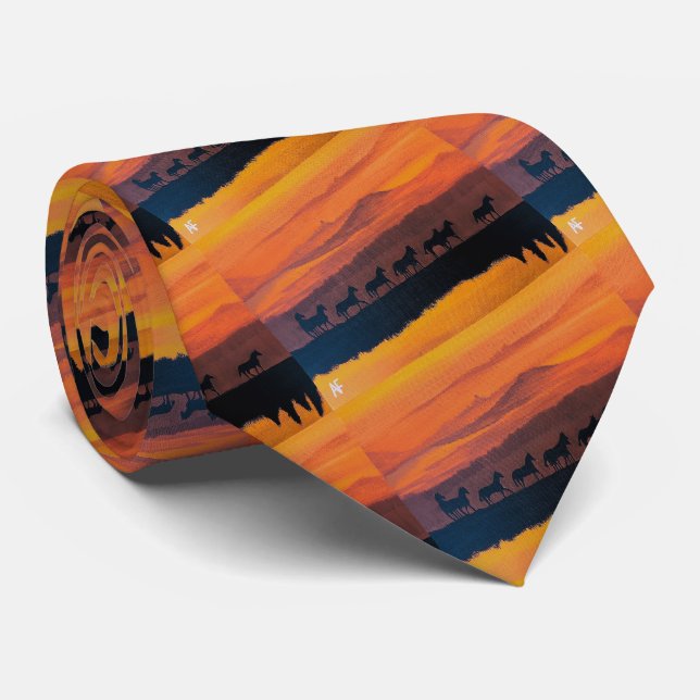 Corbata Caballos salvajes de Montana Pintura de Alfred Fox (Enrollado)