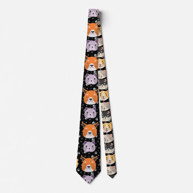 Corbata Cabeceras de gato. 01. Black BG (Anverso)