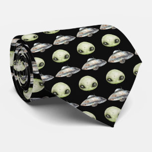 Corbata Cabeza Alien y barco espacial
