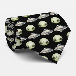Corbata Cabeza de Alien y Nave Espacial