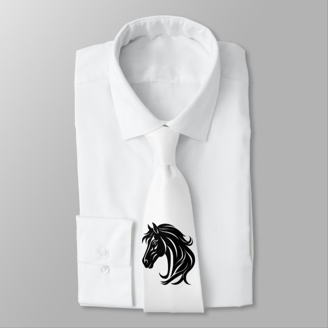 Corbata Cabeza de caballo negro magnífico (Atado)