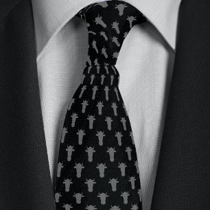 Corbata Cabeza de vaca de ranchero de granjero negro y pla