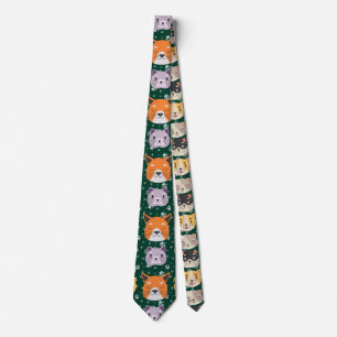 Corbata Cabezas de gato de corte 01.DGreen BG