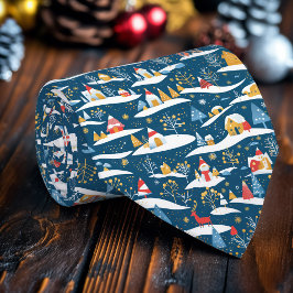 Corbata Cabinas de nieve y árboles ecológicos Necktie de i