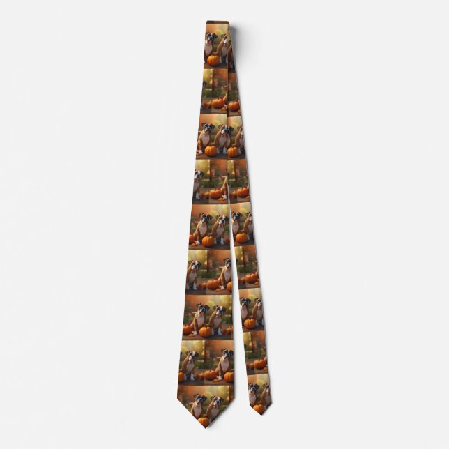 Corbata Cachorro Boxer Otoño Delicia Calabaza (Anverso)