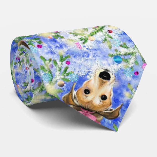 Corbata Cachorro Rosa - Feliz Navidad (Enrollado)