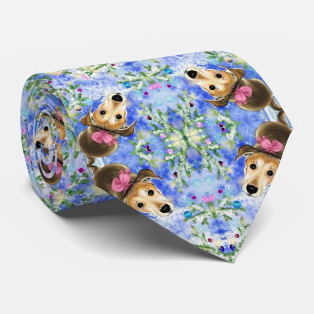 Corbata Cachorro Rosa - Feliz Navidad - (Enrollado)