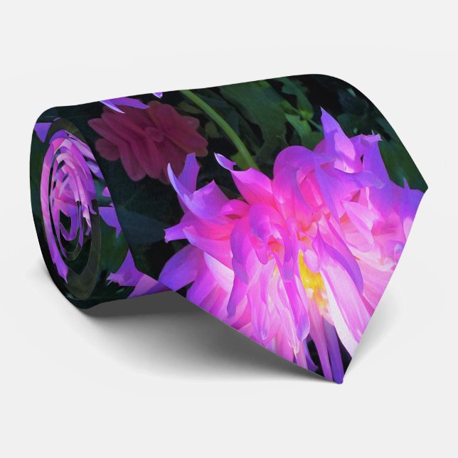Corbata Cactus Dahlia rosa y morado asombroso (Enrollado)