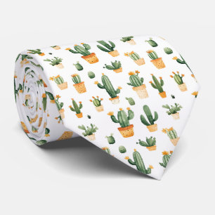 Corbata Cactus pulido en blanco