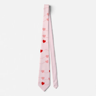 Corbata Cadena de corazones del Día de San Valentín rojo