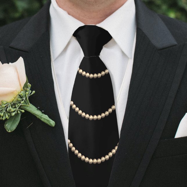 Corbata Cadena de Perlas en Negro: una ocasión elegante (Subido por el creador)