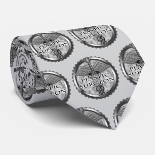 Corbata Caduceo de Cirujano Plástico de Plata