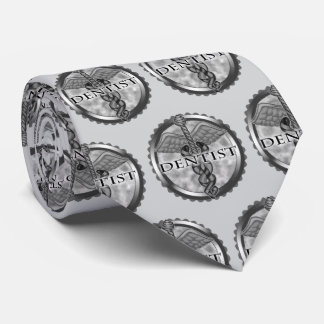 Corbata Caduceo de dentista de plata 