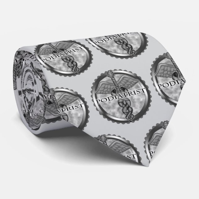 Corbata Caduceo de Podólogo de Plata (Enrollado)