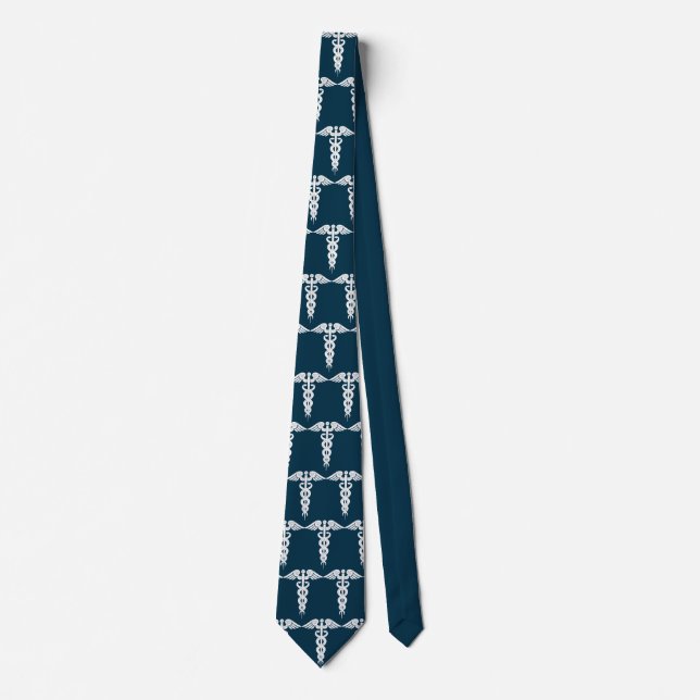 Corbata Caduceo médico de los azules marinos de los (Anverso)