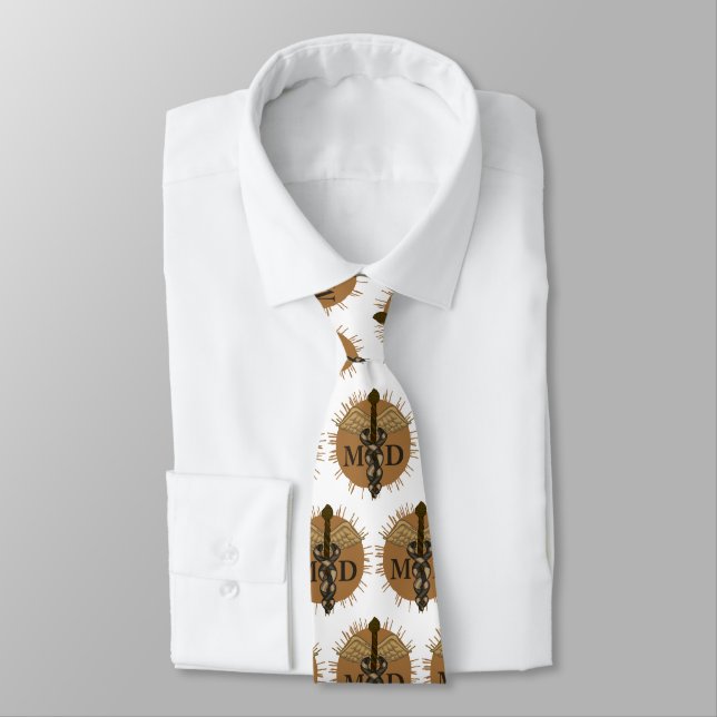 Corbata Caduceo médico MD  (Atado)