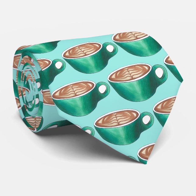 Corbata Café cappucccino blanco plano personalizado (Enrollado)