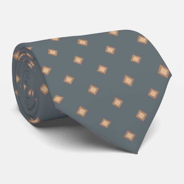 Corbata Café con Leche Gris Pizarra Patrón de Lunares de D (Enrollado)