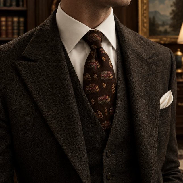 Corbata Café con Pilas de Libros de Cuero de Dinero Antigu (Subido por el creador)