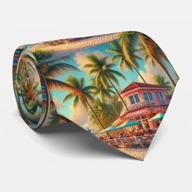 Corbata Café de acuarela Palma del Mar  (Enrollado)