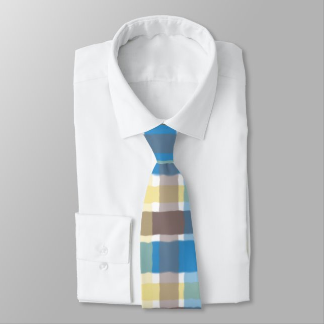 Corbata Café de palomitas marrón Sonic Blue Plaid (Atado)