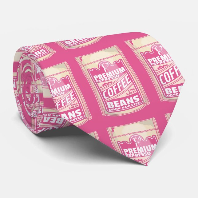 Corbata Café espresso premium frijoles de comida rosa pop  (Enrollado)