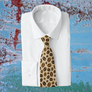 Corbata Café Lover Beans Beige Brown Patterned