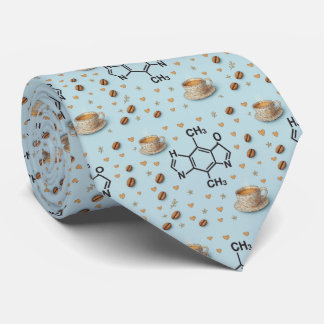 Corbata Caffeine Molecule & Coffee Pattern Necktie 