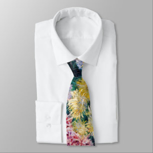 Corbata Caillebotte - Crisantemos blancos y amarillos