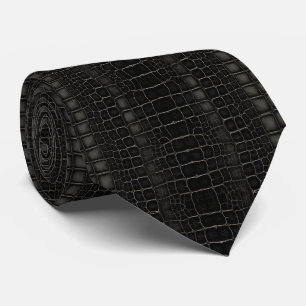 Corbata Caimán Cocodrilo Dragón Serpiente Cuero Negro