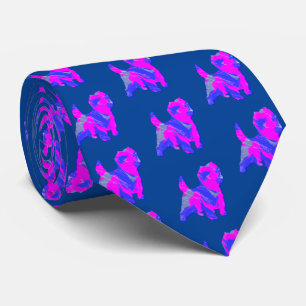 Corbata Cairn Terrier Dog Silhouette Pink & Blue Dark Blue