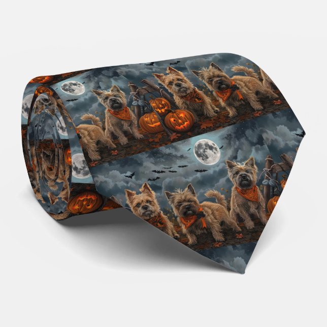 Corbata Cairn Terrier Halloween Spooky (Enrollado)