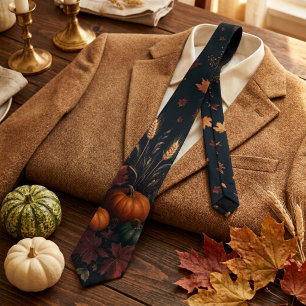 Corbata Calabaza Botánica Oscura y Malhumorada de Otoño Dí